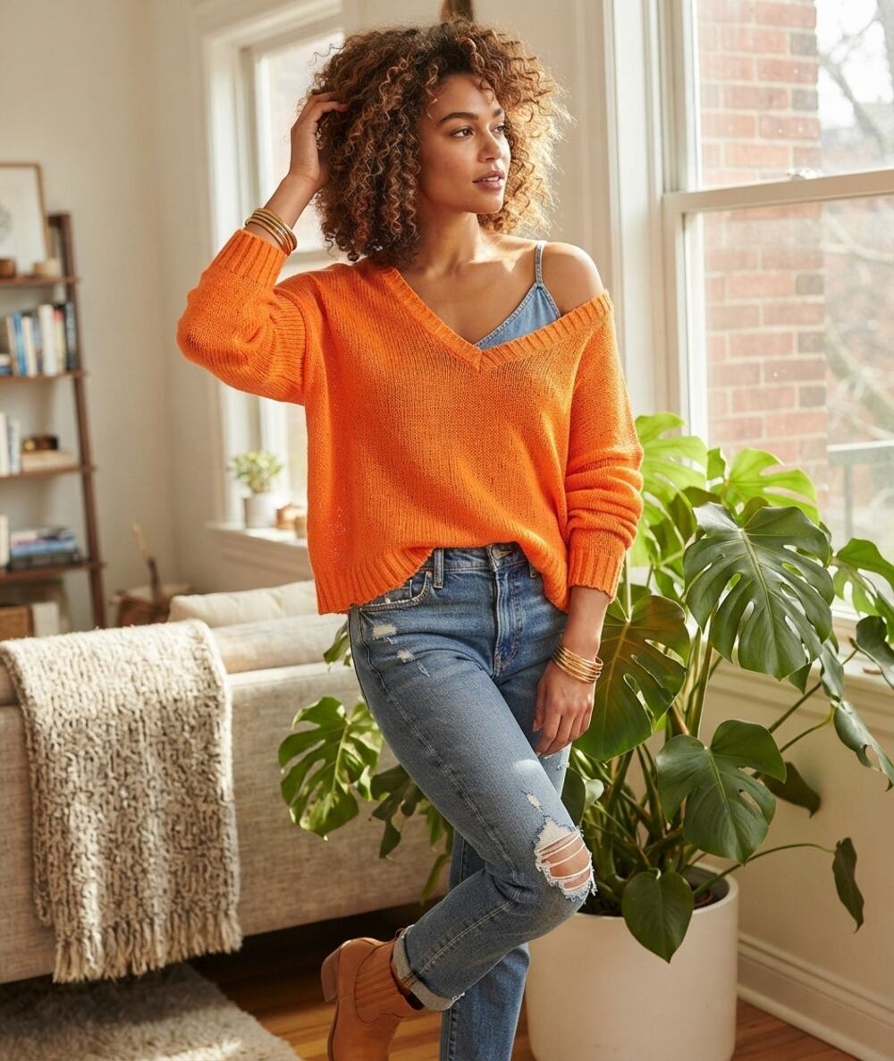 Wooden Ships Deep V-Neck Sweater Fuzzy Open Knit Slouchy Mohair Blend XS